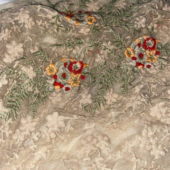 Free People Floral Lace Blouse in Cream and Red - Picture 3 of 5